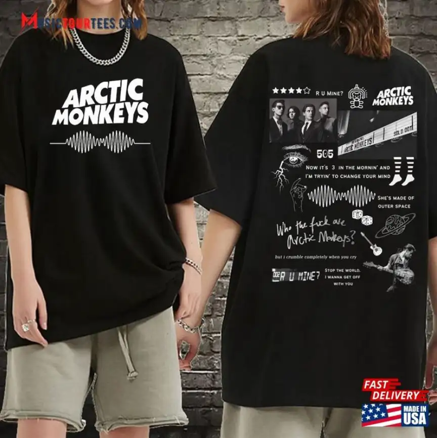 Arctic Monkeys Band 2 Side Shirt Lyric Merch Classic Unisex