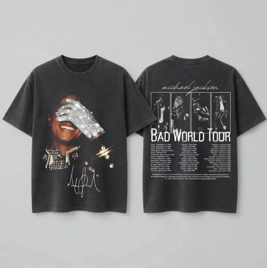 Bad World Tour 2-Sided Graphic T-Shirt, Michael Jackson Shirt Vintage 90s Tshirt, King of Pop Concert Outfit, Fan Gift