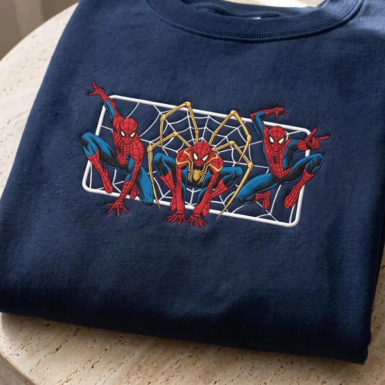Embroidered Spiderman Hero Sweatshirt, Web Slinger Crewneck, Superhero Inspired Sweater, Spidey Sweatshirt Gift, Hero Lover