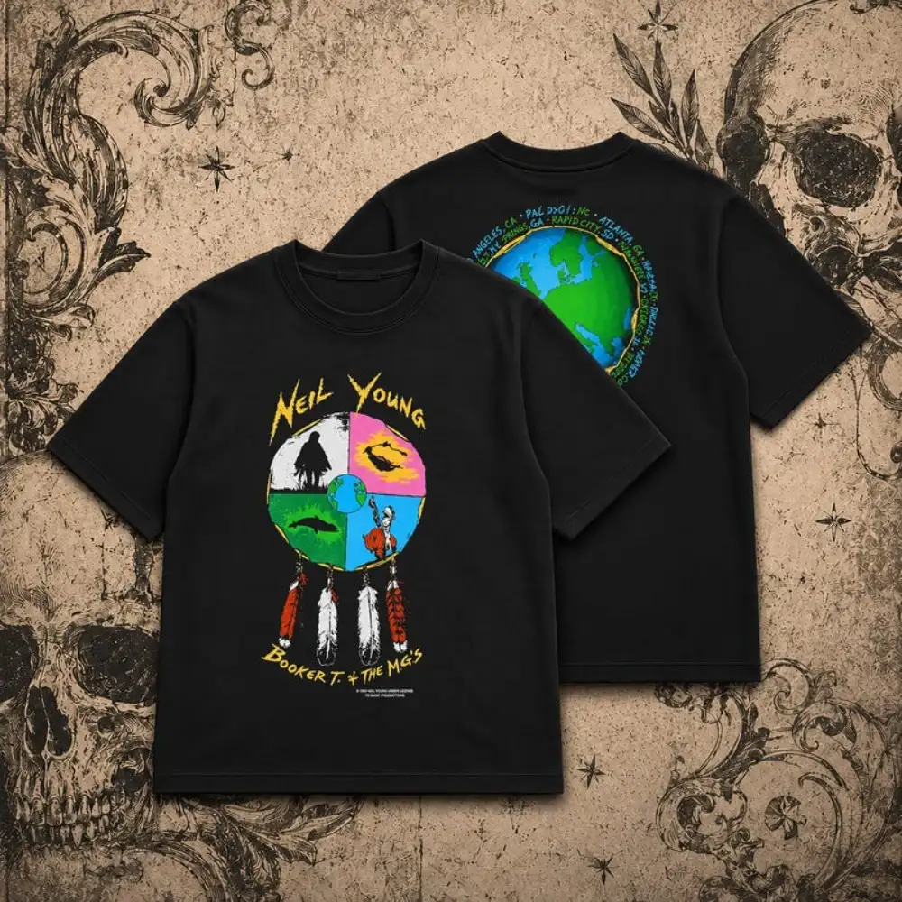 Neil Young 1993 World Tour T-Shirt, Neil Young Booker T & The MG's Tee, Vintage Rock Concert Shirt